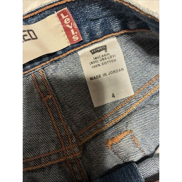 levis High Rise jean Denim shorts Bermuda floral knit relaxed fit 550 4 Small - Picture 5 of 5